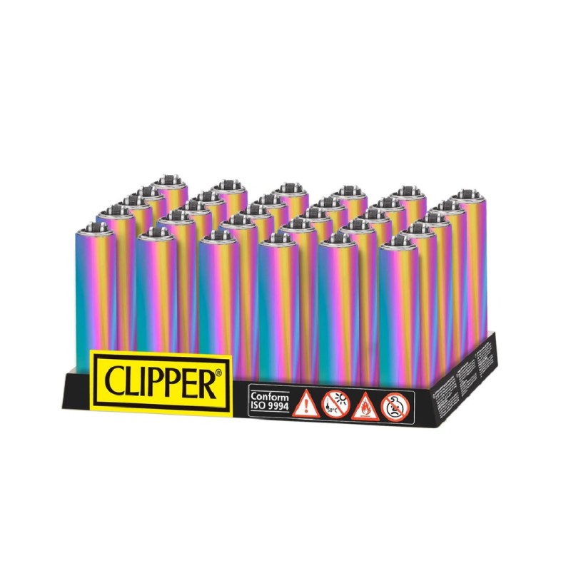 Clipper αναπτήρες metal cover Μωβ ιριδίζον mini επαναγεμιζόμενοι FCP22