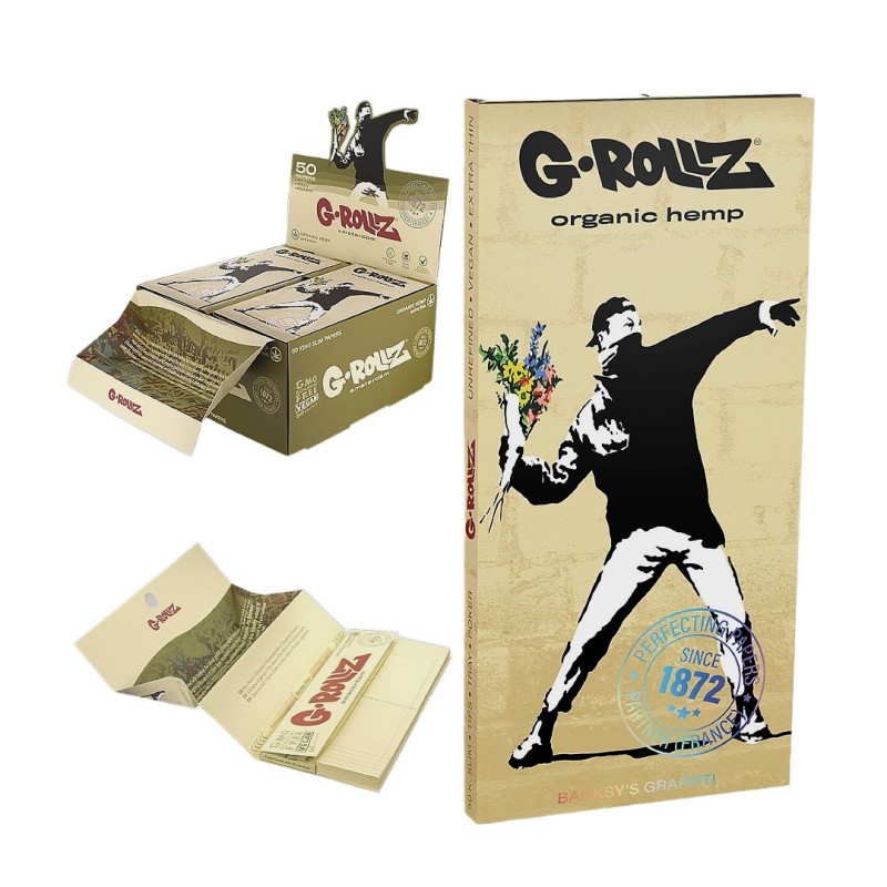 Grollz Banksy's Graffiti Organic Hemp extra thin KS χαρτάκια + τζιβάνες + tray + poker