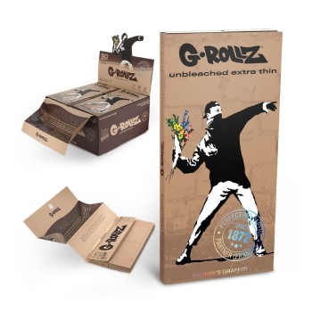Grollz Banksy's Graffiti 'Flower Thrower' Unbleached KS χαρτάκια + τζιβάνες + tray + poker