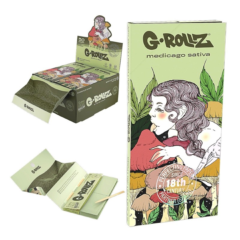 Grollz 'Mushroom Lick' Medicago Sativa king size χαρτάκια + τζιβάνες +tray + poker