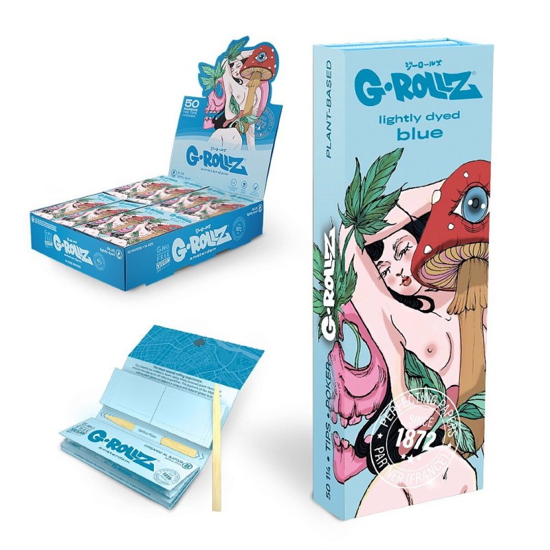 GRollz Collector 'Mushroom Lover' lightly dyed blue 1 1/4 χαρτάκια + τζιβάνες + poker