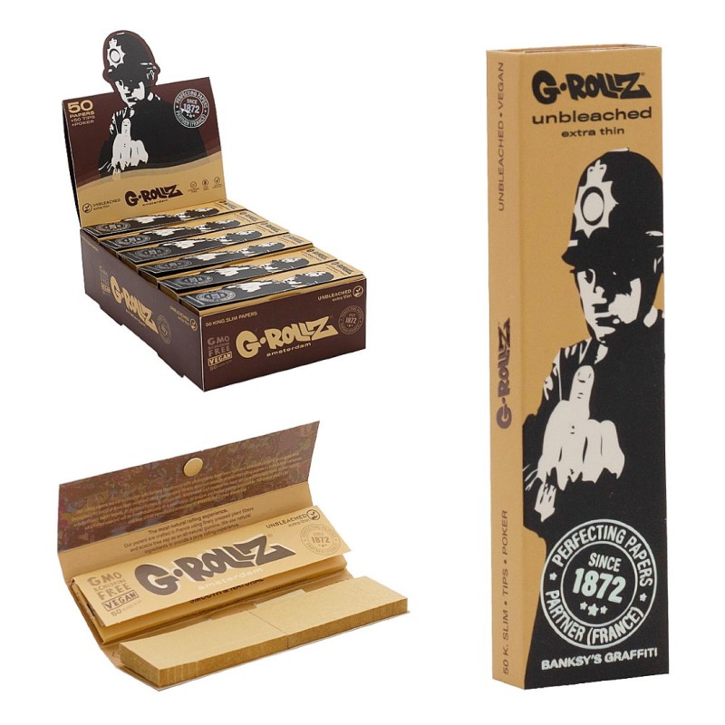 Grollz Banksy's Graffiti 'Rude Copper' king size unbleached χαρτάκια + τζιβάνες + poker