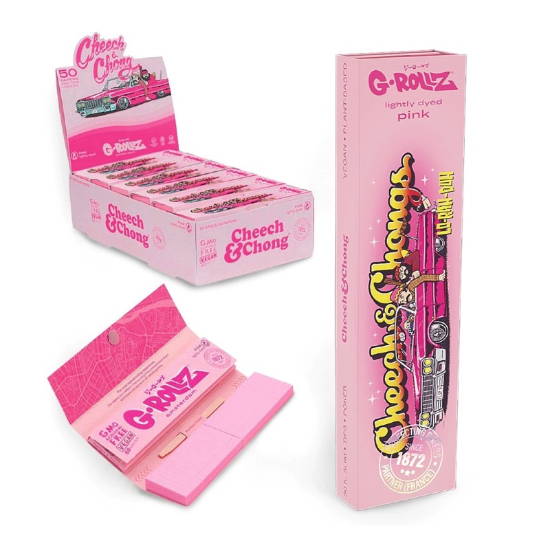 Grollz Cheech & Chong(TM) 'Lowrider' Pink KS χαρτάκια + τζιβάνες + poker CC35G-DIS