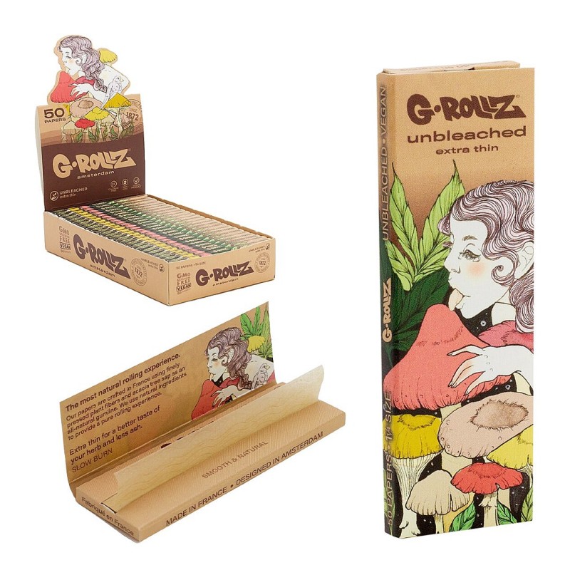 Grollz 'Mushroom' Unbleached Extra Thin 1 1/4 χαρτάκια GR301B-DIS