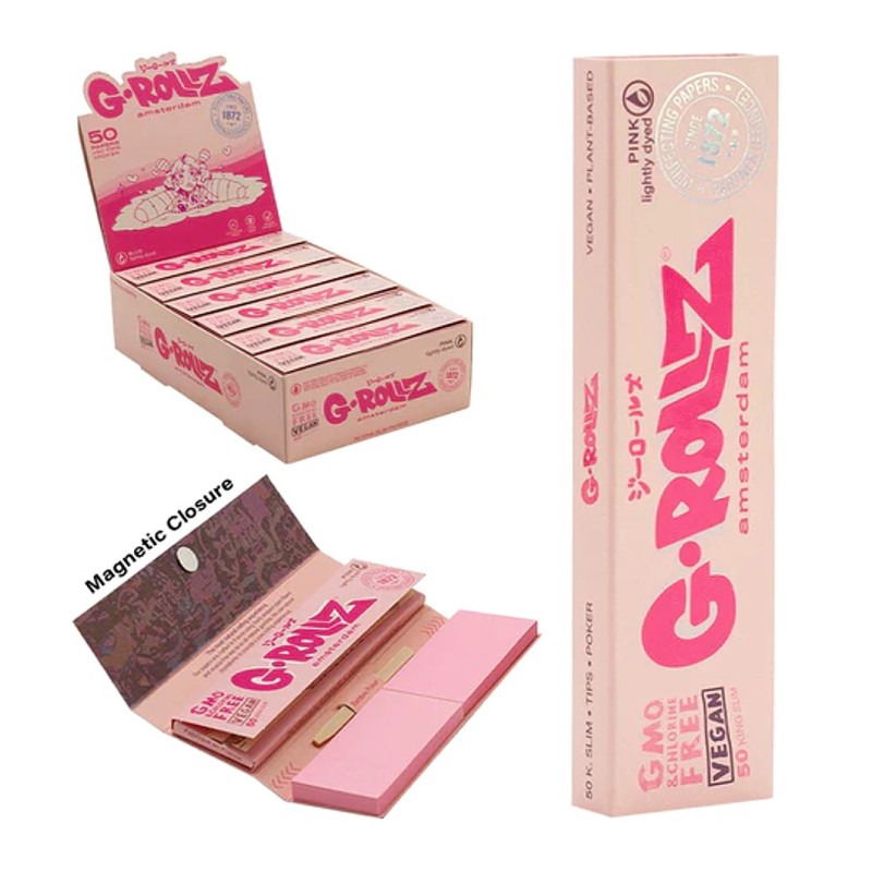 GRollz Lightly Dyed Pink king size slim χαρτάκια + τζιβάνες GR35A-DIS 