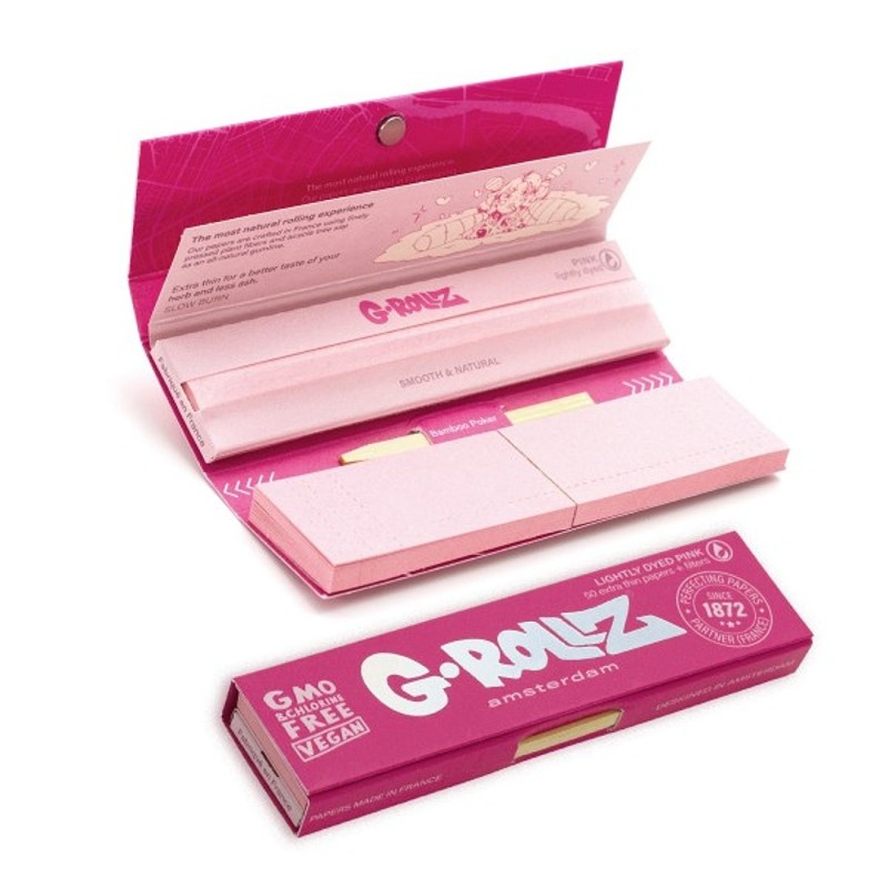 GRollz Lightly Dyed Pink king size slim χαρτάκια + τζιβάνες GR35B-DIS2 