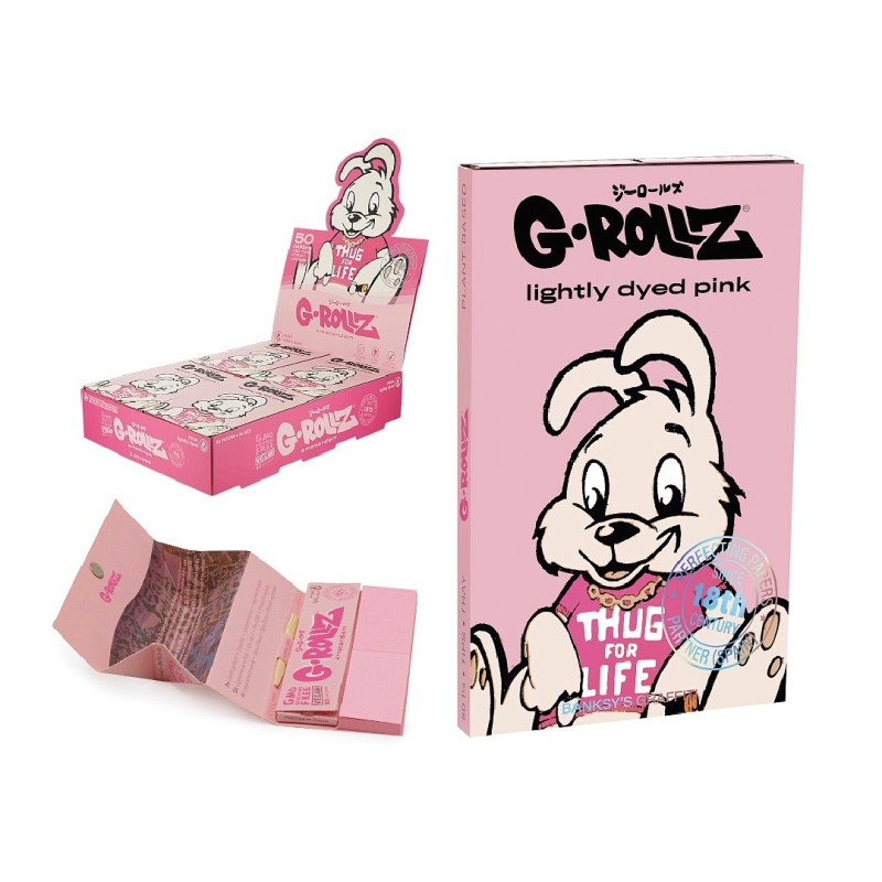 Grollz Banksy's Graffiti 'Thug for Life' Pink - 50 '1¼' χαρτάκια + τζιβάνες +tray + poker  BG405G-DIS