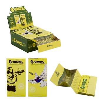 Grollz Banksy's Graffiti Slim Set 5 - Bamboo Unbleached KS χαρτάκια + τζιβάνες +tray + poker BG71B-DIS