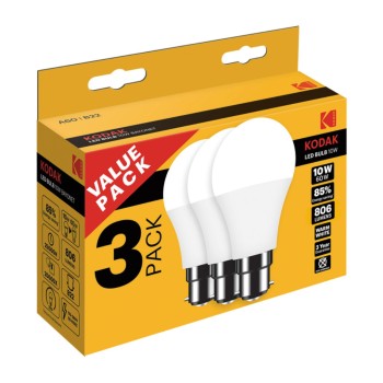 Kodak A60|B22 λάμπες led 10W(60W) θερμό φως (3x)