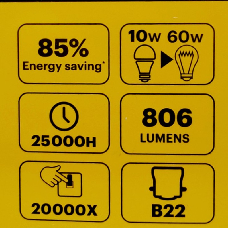 Kodak A60|B22 λάμπες led 10W(60W) θερμό φως (3x)