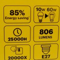 Kodak A60|E27 λάμπες led 10W(60W) θερμό φως (3x)