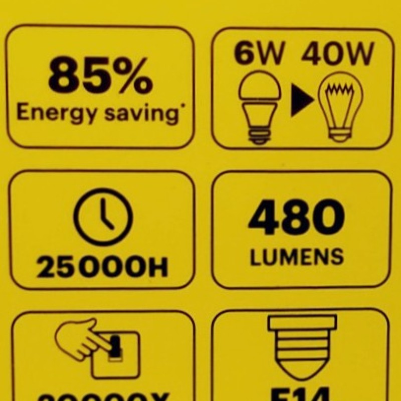 Kodak C37|E14 λάμπες led 6W(40W) 3x τεμάχια σε θερμό φως